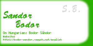 sandor bodor business card